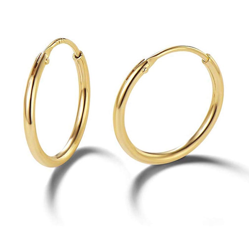 EPIRORA EPIRPRA Silver Hoop Earrings- Cartilage Earring Small Hoop Earrings for Women Men,4 Pairs of Hypoallergenic 925 Sterling Silver Tragus Earrings(Gold,8mm/10mm/12mm/14mm) - Image 3